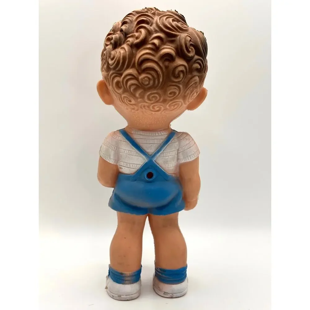 Vintage Ruth B. Newton Sun Rubber Co. Boy Blue Overalls/Shorts, Squeaky Doll